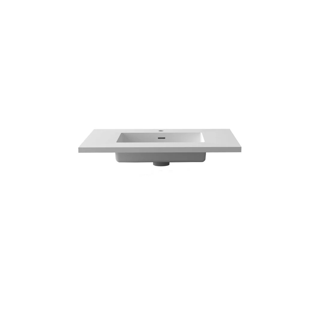 Laviva Forever VIVA Stone 30" Matte White Solid Surface Countertop with Integrated Sink 313SQ1HSS-30-MW - Image 2