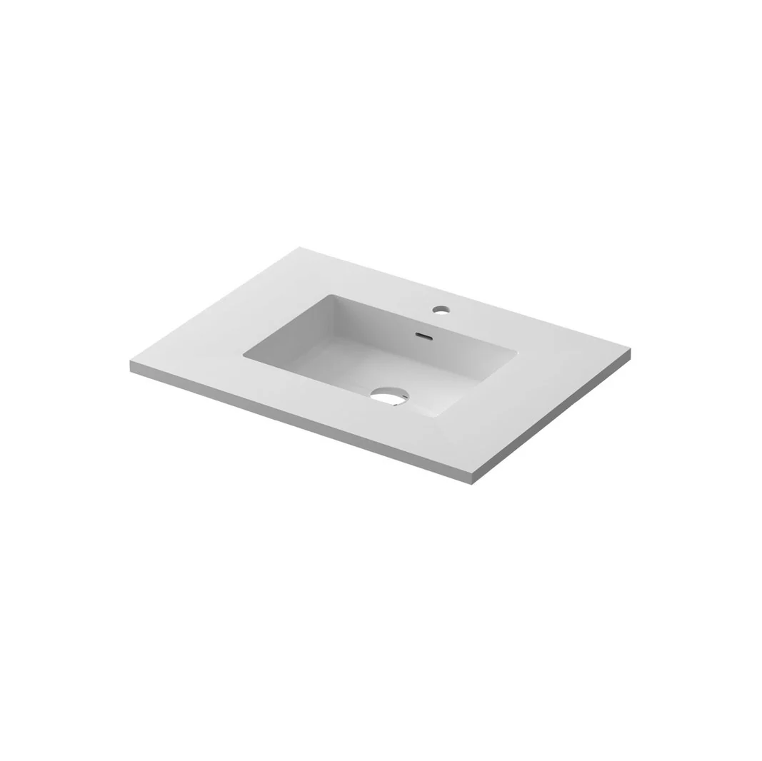 Laviva Forever VIVA Stone 30" Matte White Solid Surface Countertop with Integrated Sink 313SQ1HSS-30-MW - Image 3