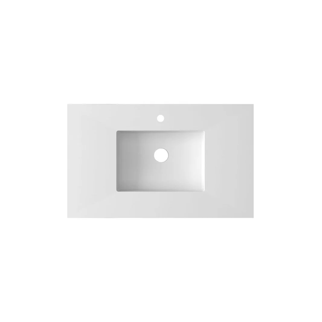 Laviva Forever VIVA Stone 36" Matte White Solid Surface Countertop with Integrated Sink 313SQ1HSS-36-MW - Image 2