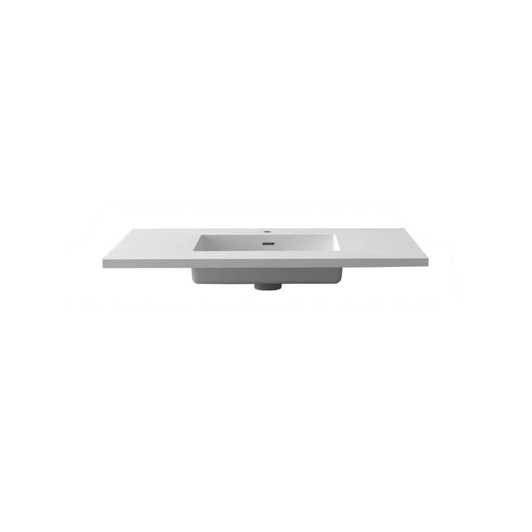 Laviva Forever VIVA Stone 36" Matte White Solid Surface Countertop with Integrated Sink 313SQ1HSS-36-MW - Image 4