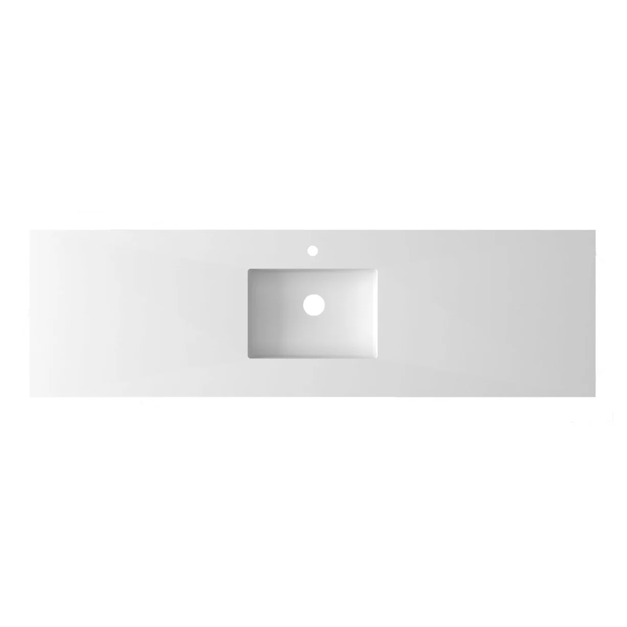 Laviva Forever VIVA Stone 66" Matte White Solid Surface Countertop with Single Integrated Sink 313SQ1HSS-66-MW - Image 2