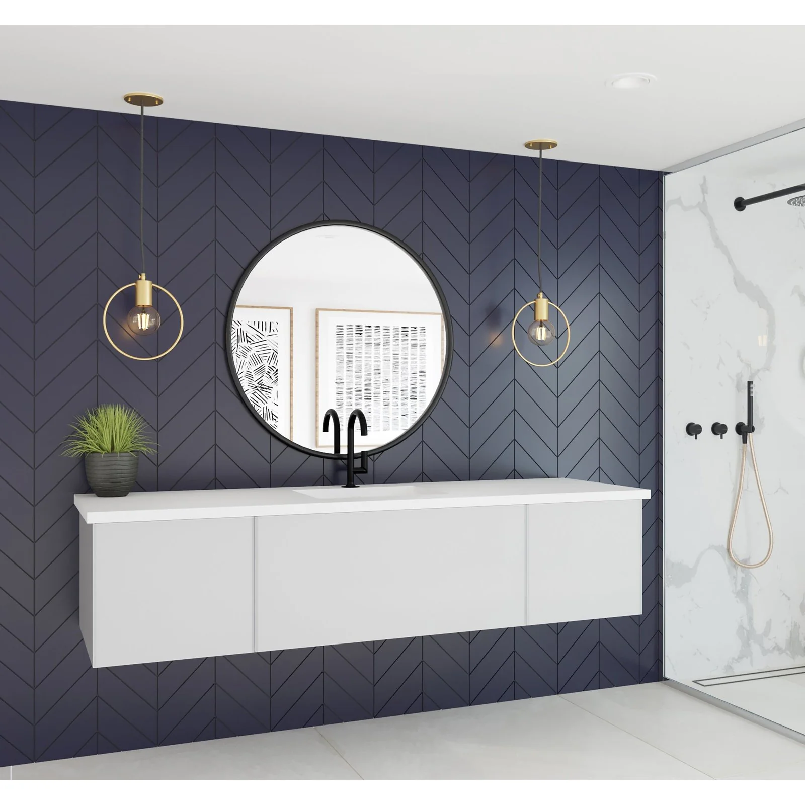 Laviva Forever VIVA Stone 72" Matte White Solid Surface Countertop with Single Integrated Sink 313SQ1HSS-72C-MW