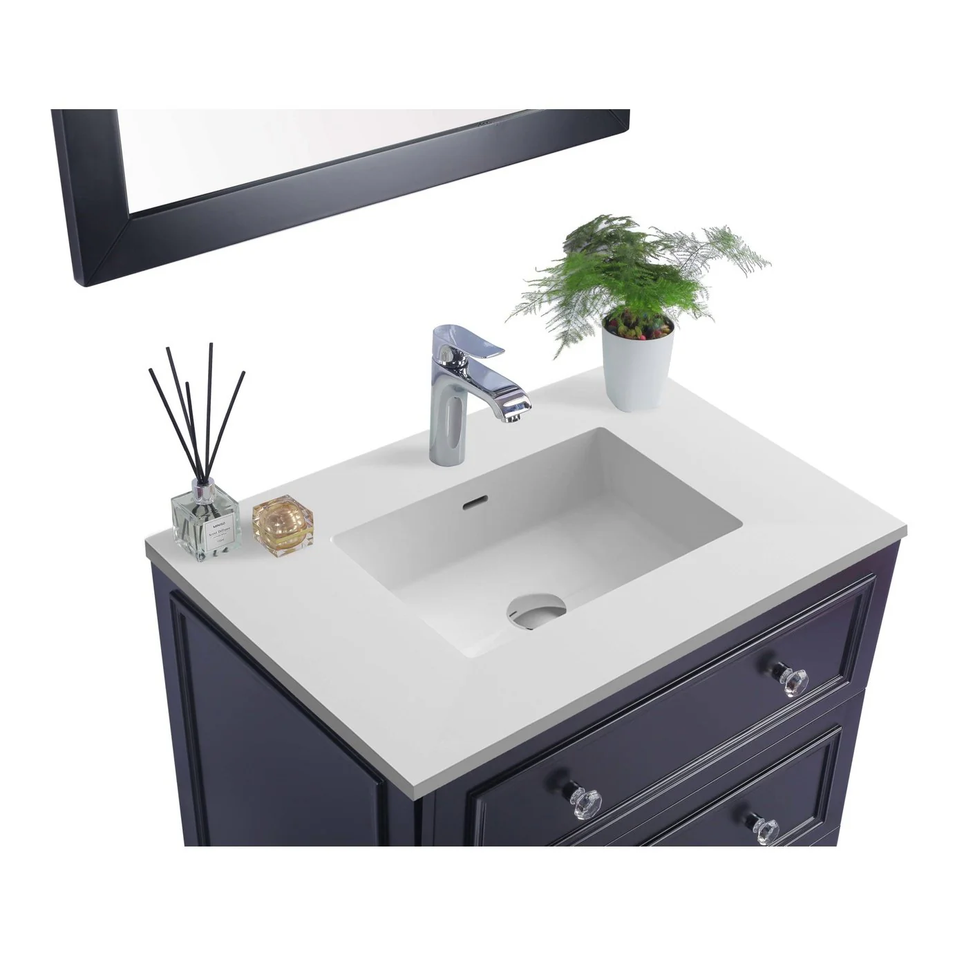 Laviva Luna 30" Espresso Bathroom Vanity with Matte White VIVA Stone Solid Surface Countertop 313DVN-30E-MW - Image 4