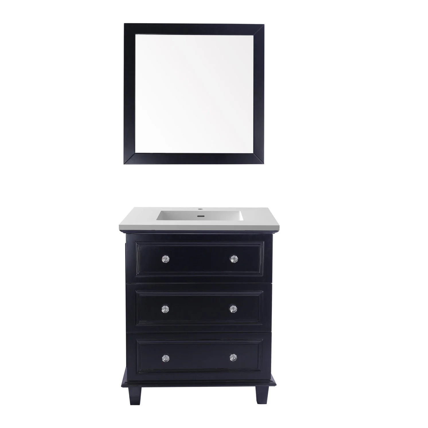 Laviva Luna 30" Espresso Bathroom Vanity with Matte White VIVA Stone Solid Surface Countertop 313DVN-30E-MW - Image 5