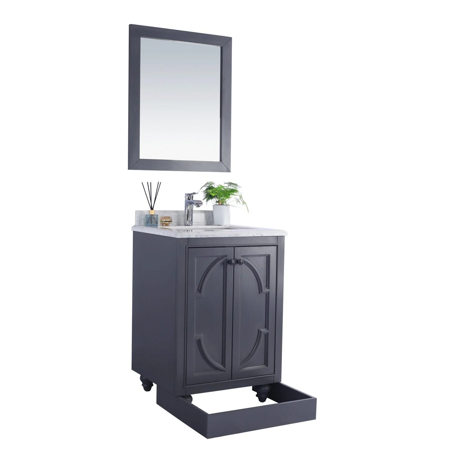 Laviva Odyssey 24" Maple Grey Bathroom Vanity with Black Wood Marble Countertop 313613-24G-BW - Image 7