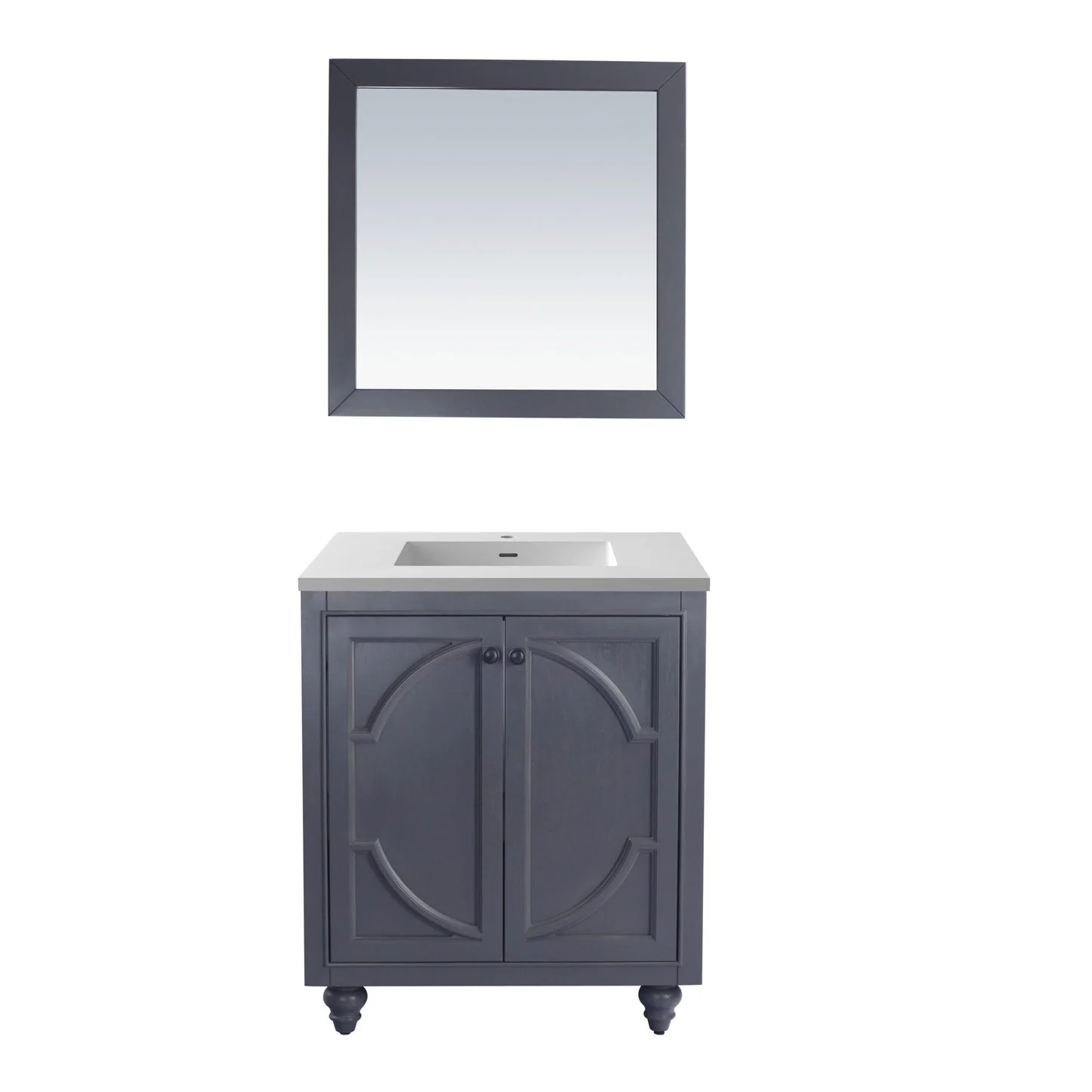 Laviva Odyssey 30" Maple Grey Bathroom Vanity with Matte White VIVA Stone Solid Surface Countertop 313613-30G-MW - Image 6