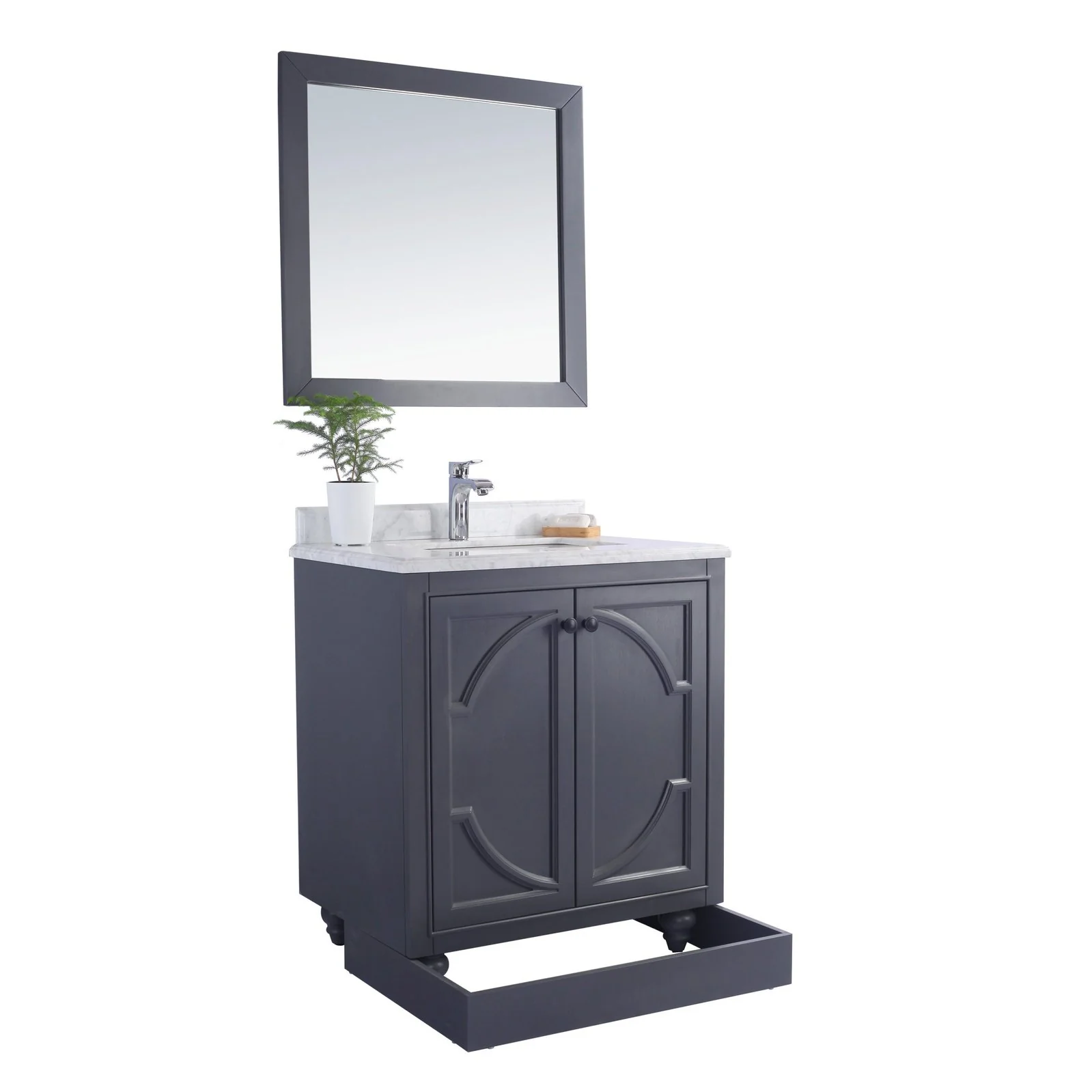 Laviva Odyssey 30" Maple Grey Bathroom Vanity with Matte White VIVA Stone Solid Surface Countertop 313613-30G-MW - Image 7