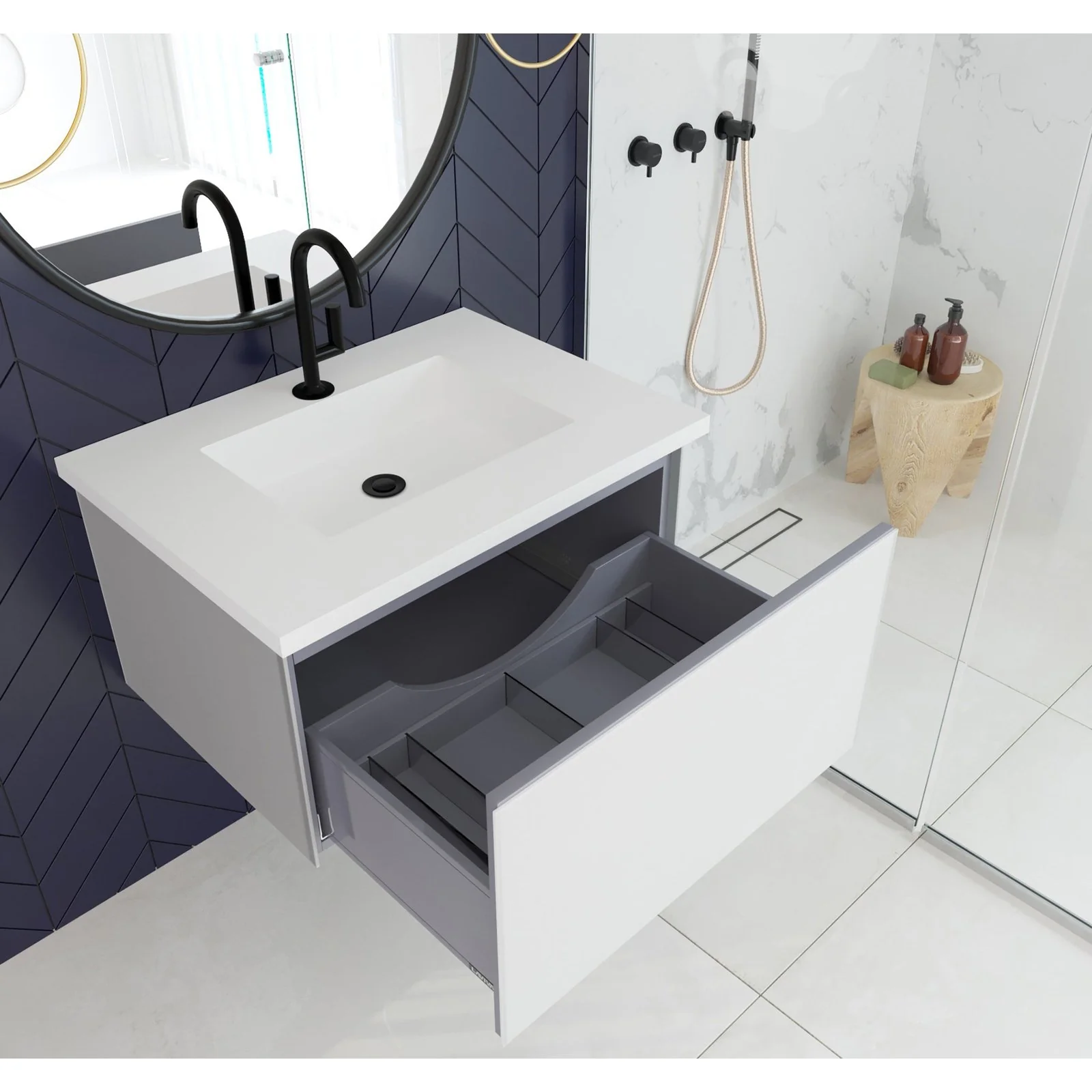 Laviva Vitri 30" Cloud White Wall Hung Bathroom Vanity Cabinet 313VTR-30CW - Image 2