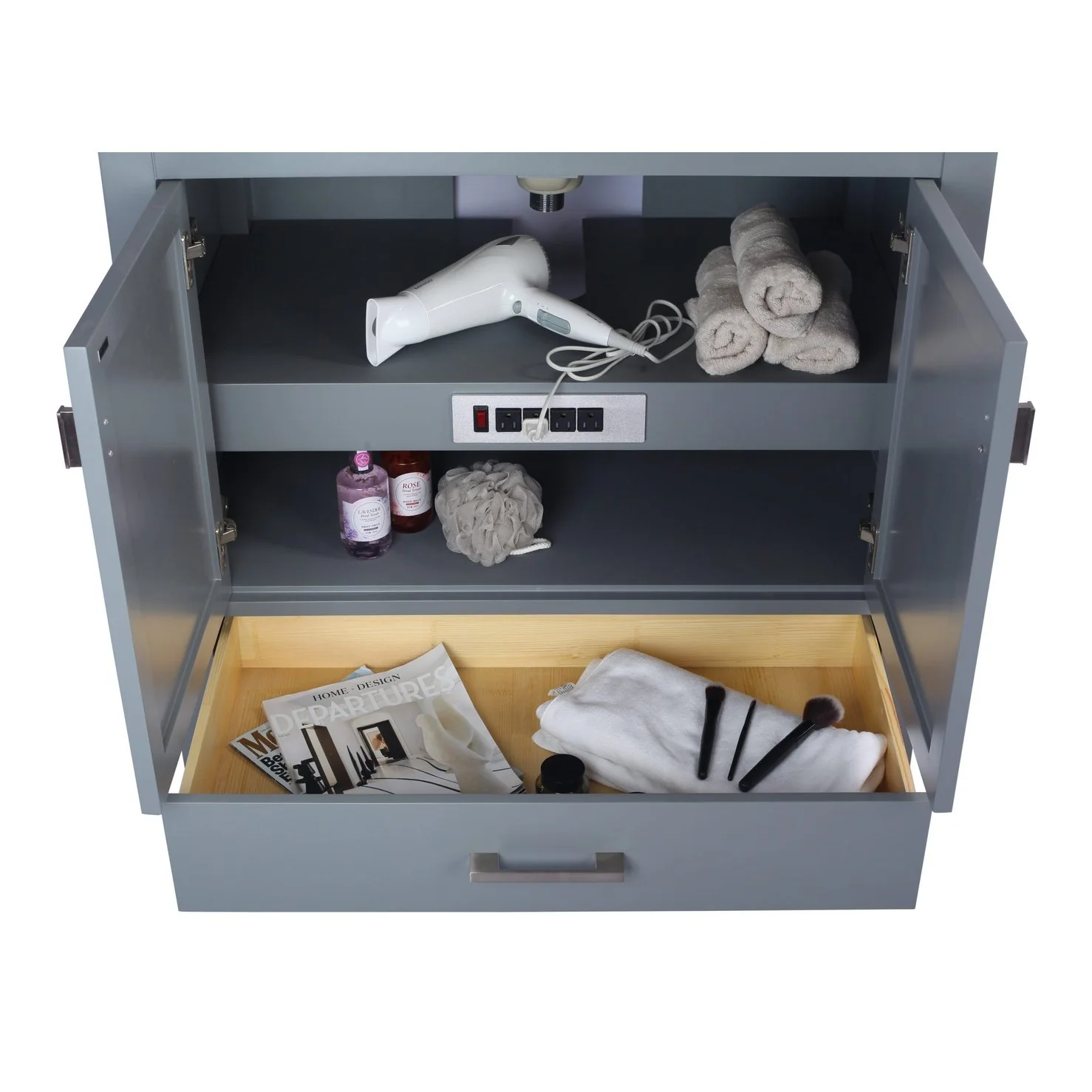 Laviva Wilson 36" Grey Bathroom Vanity with Matte White VIVA Stone Solid Surface Countertop 313ANG-36G-MW - Image 2