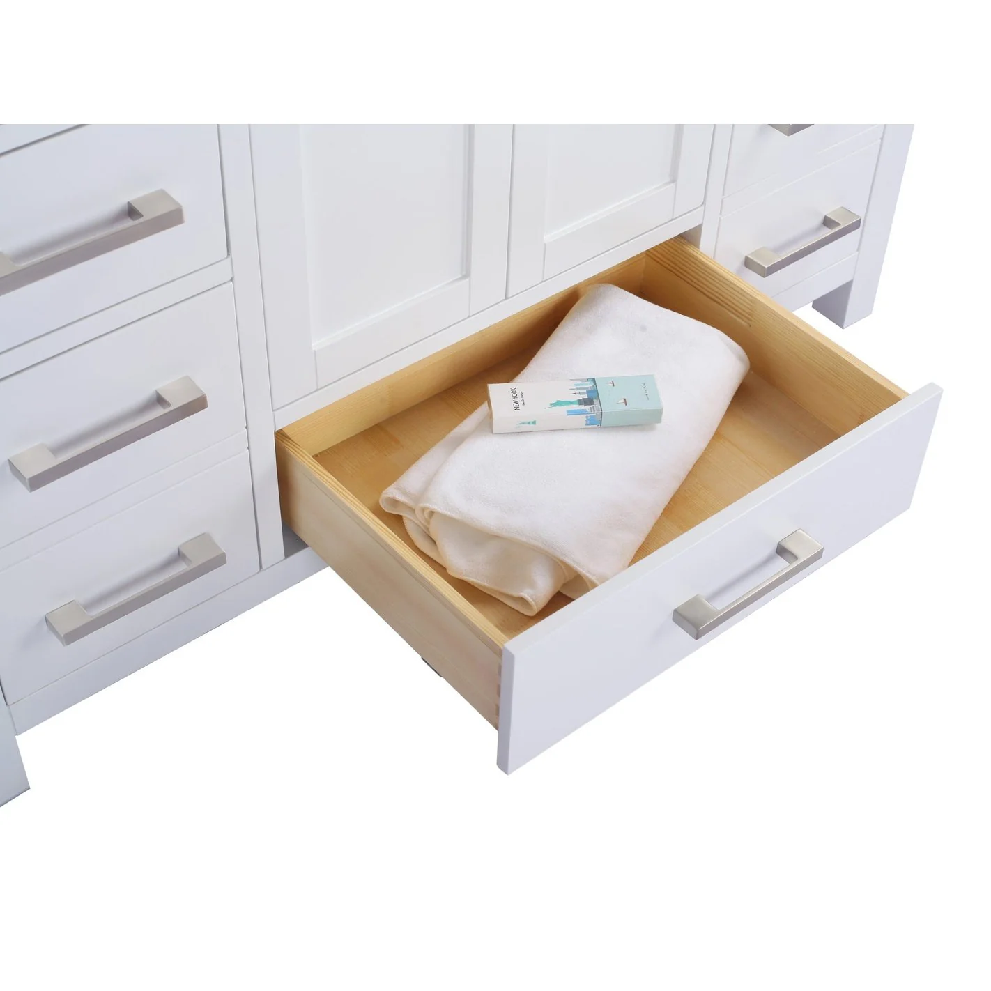 Laviva Wilson 48" White Bathroom Vanity with Matte White VIVA Stone Solid Surface Countertop 313ANG-48W-MW - Image 6