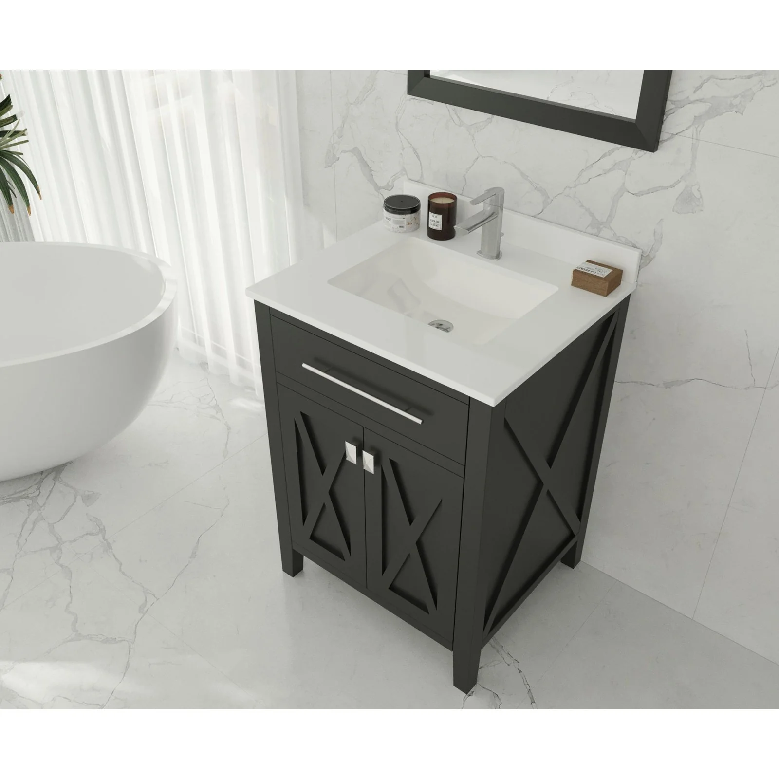 Laviva Wimbledon 24" Espresso Bathroom Vanity with White Quartz Countertop 313YG319-24E-WQ - Image 2