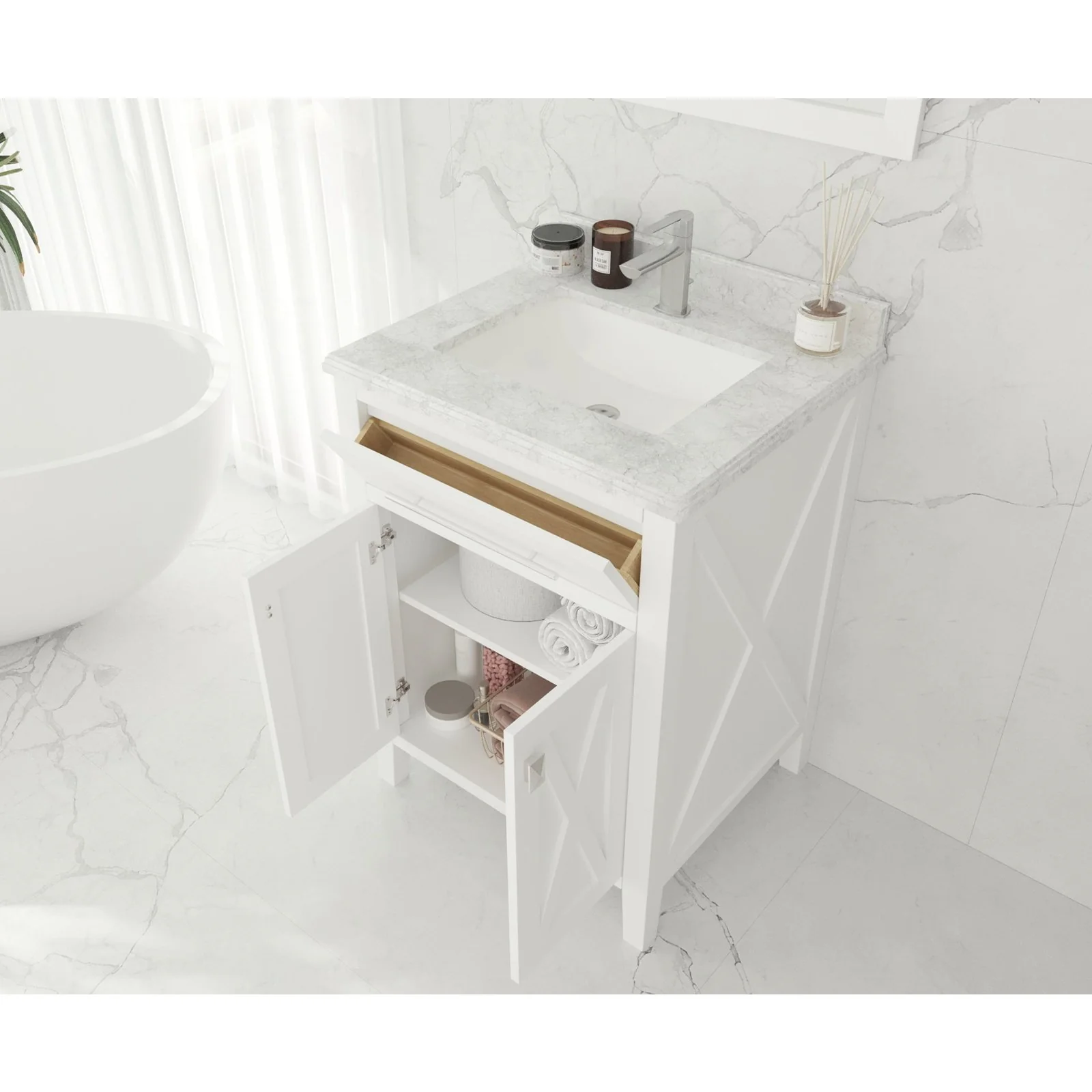 Laviva Wimbledon 24" White Bathroom Vanity with White Quartz Countertop 313YG319-24W-WQ - Image 3