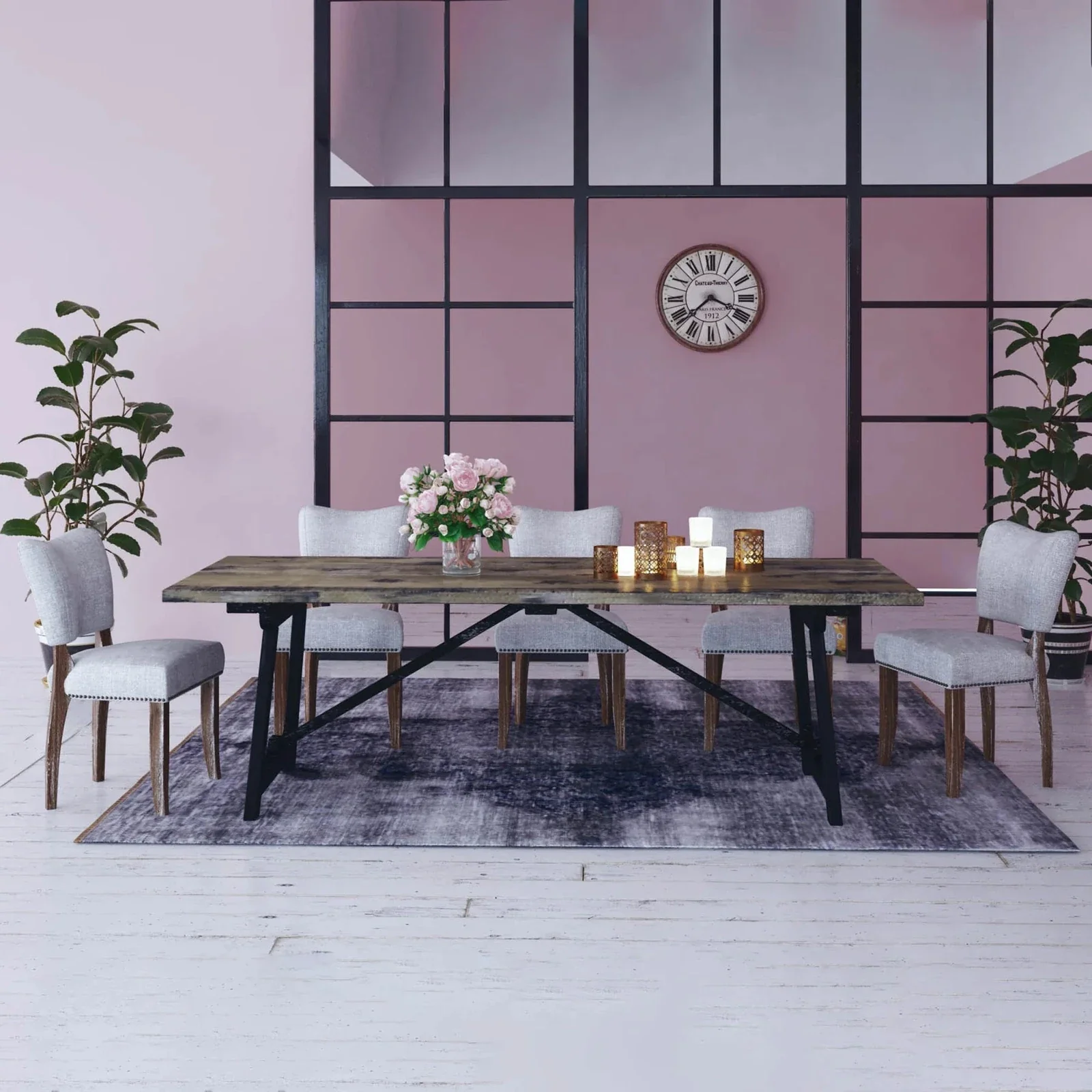 LH Imports Renaissance Dining Table - Black Antique RNS010 - Image 6