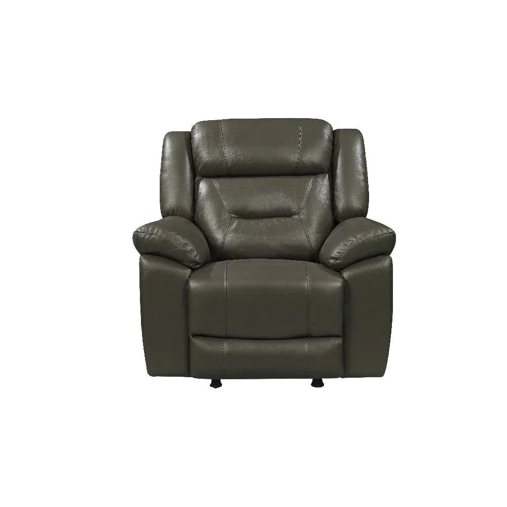Benzara Lois 40 Inch Real Leather Power Recliner Armchair, Gray BM272050 - Image 3