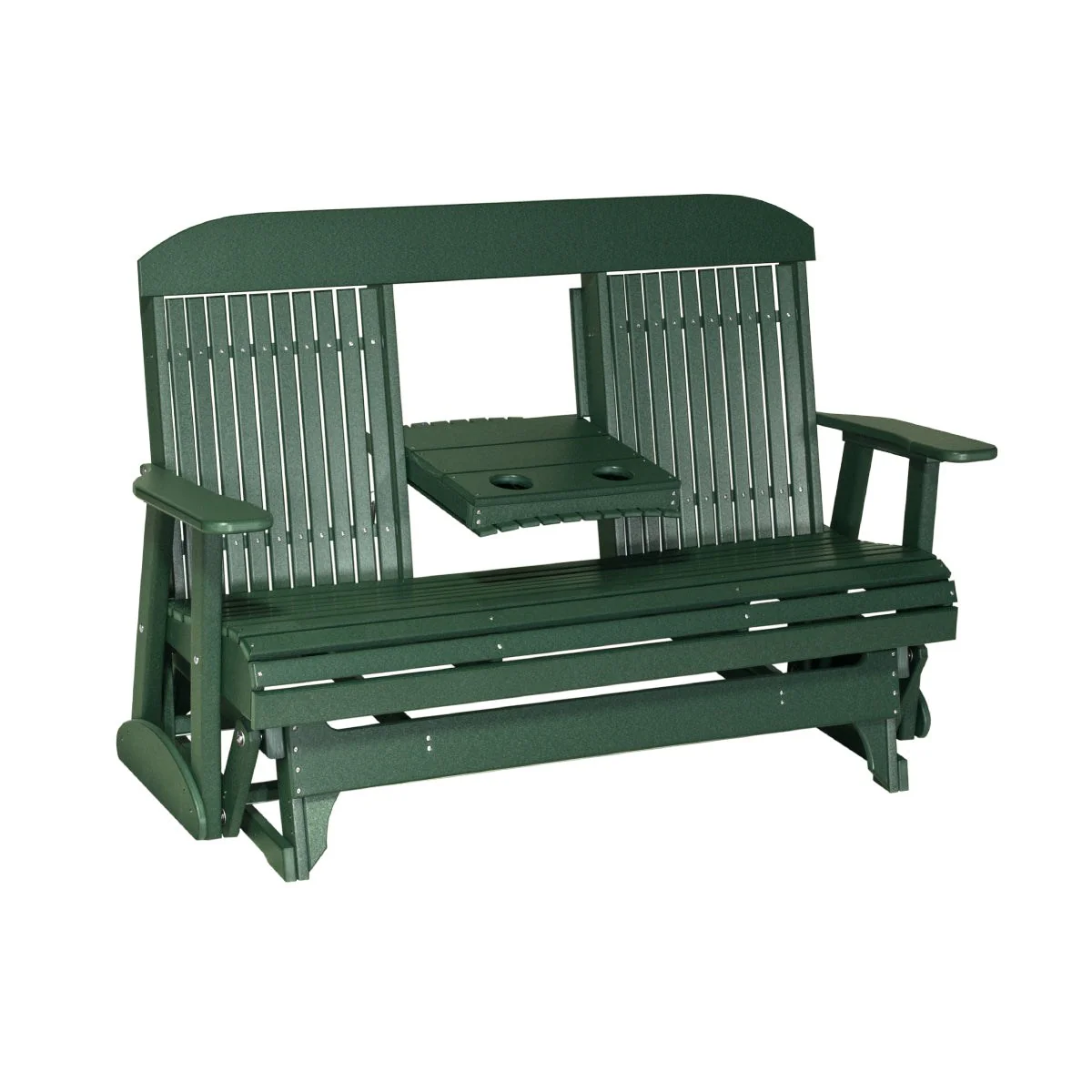 LuxCraft 5' Classic Poly Double Glider Chair With Center Tray - Image 10
