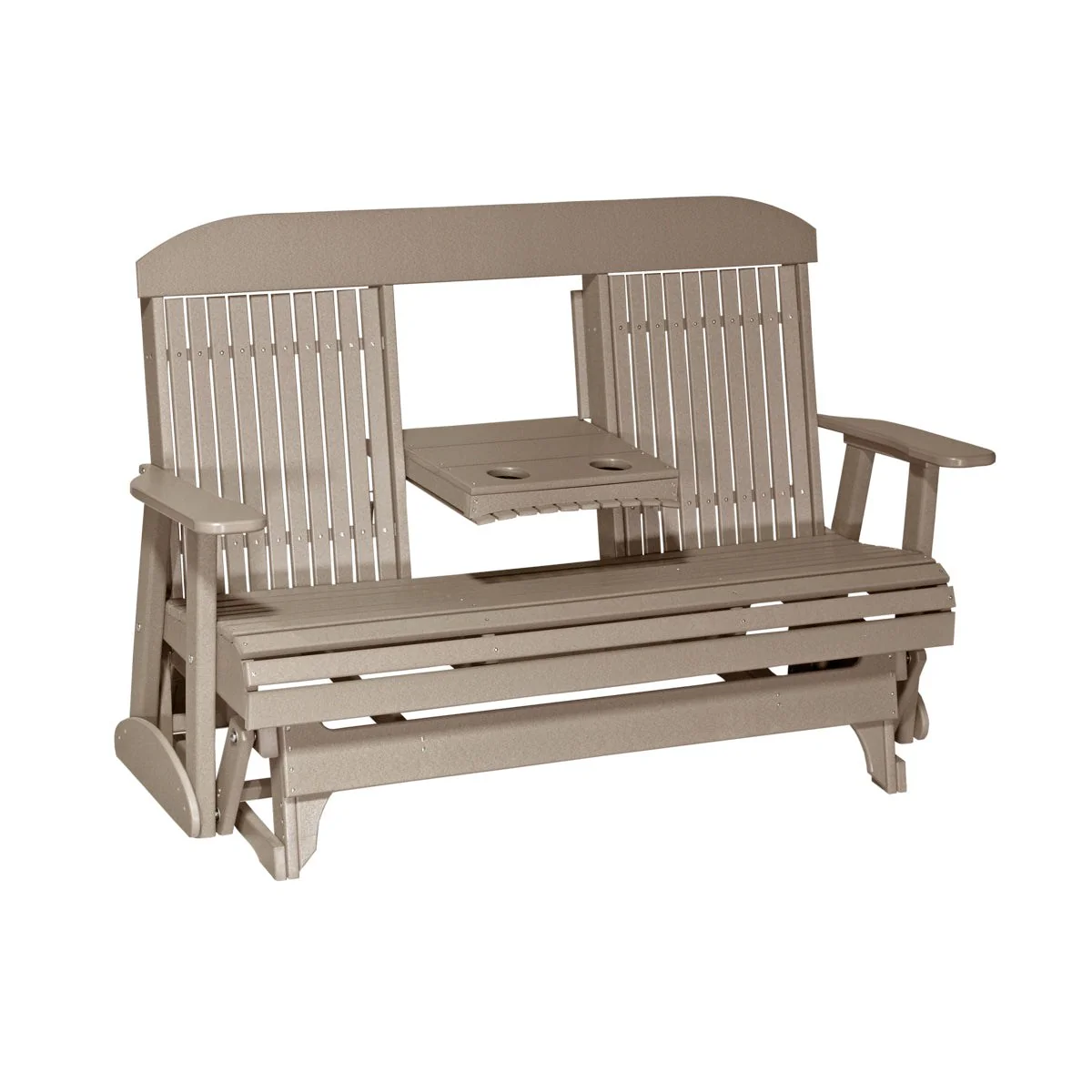 LuxCraft 5' Classic Poly Double Glider Chair With Center Tray - Image 11