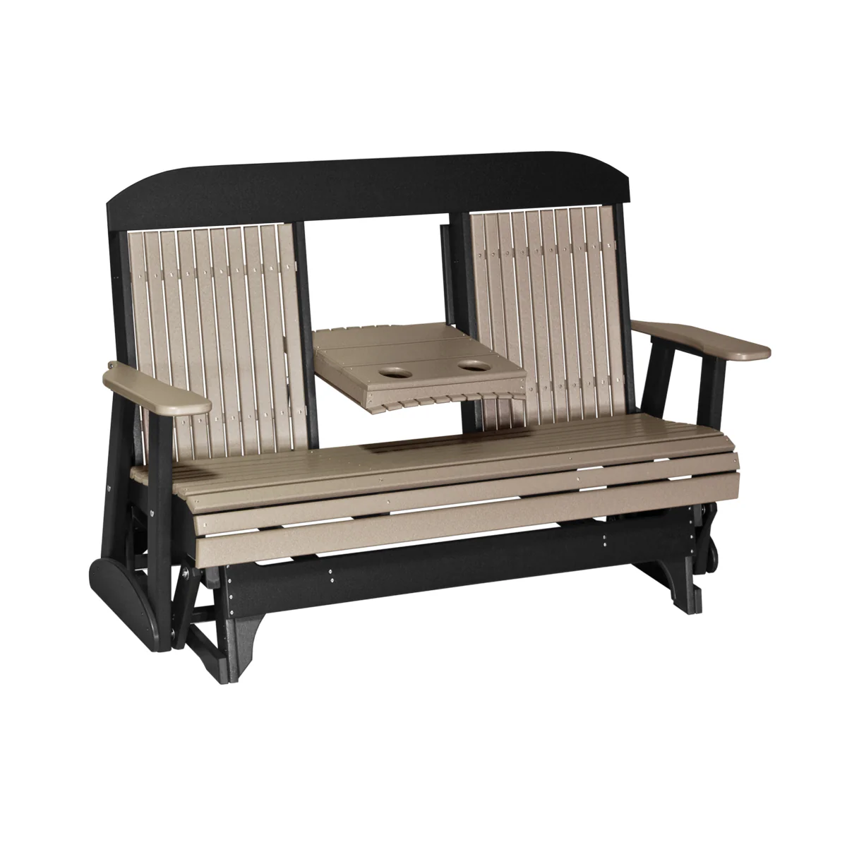 LuxCraft 5' Classic Poly Double Glider Chair With Center Tray - Image 12