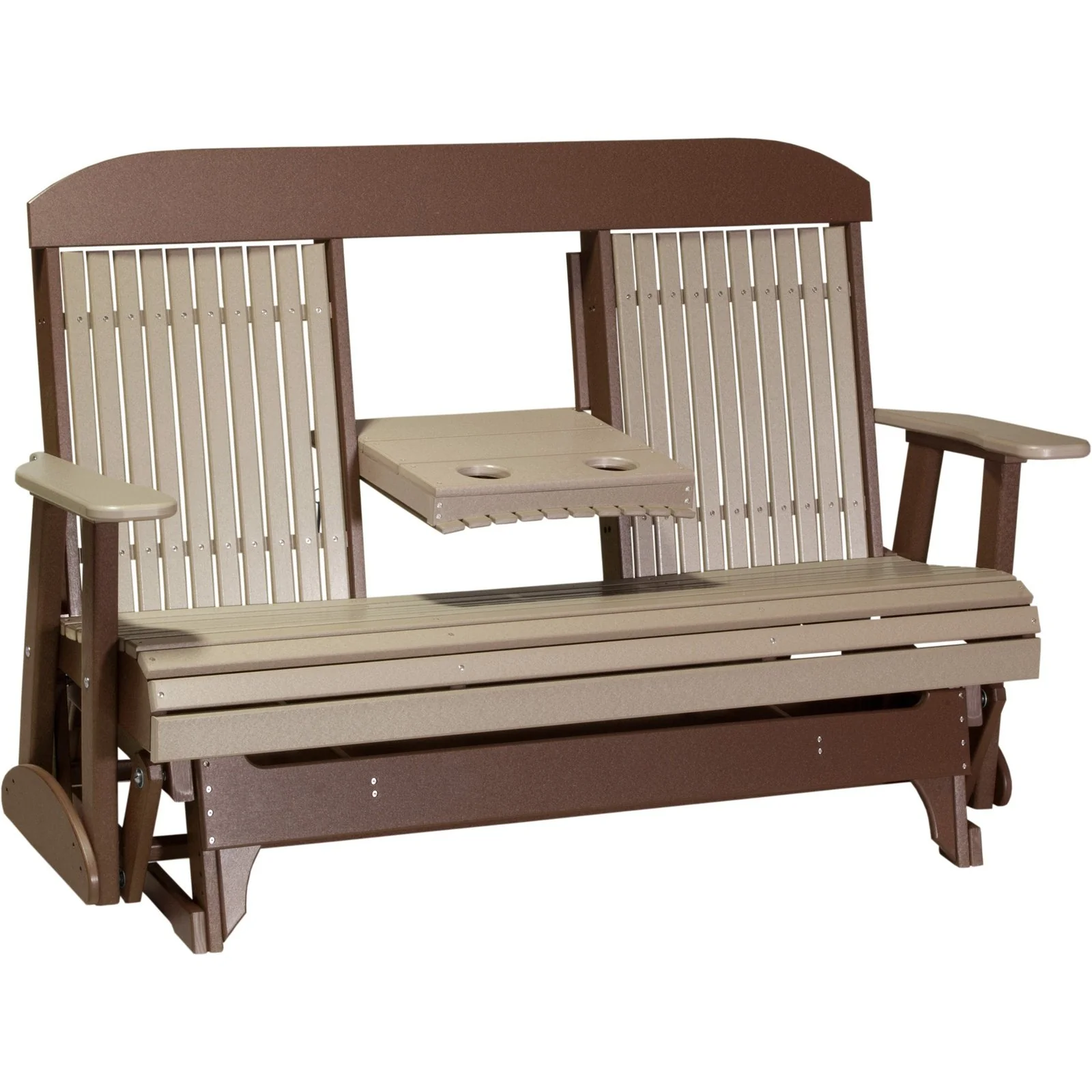 LuxCraft 5' Classic Poly Double Glider Chair With Center Tray - Image 13
