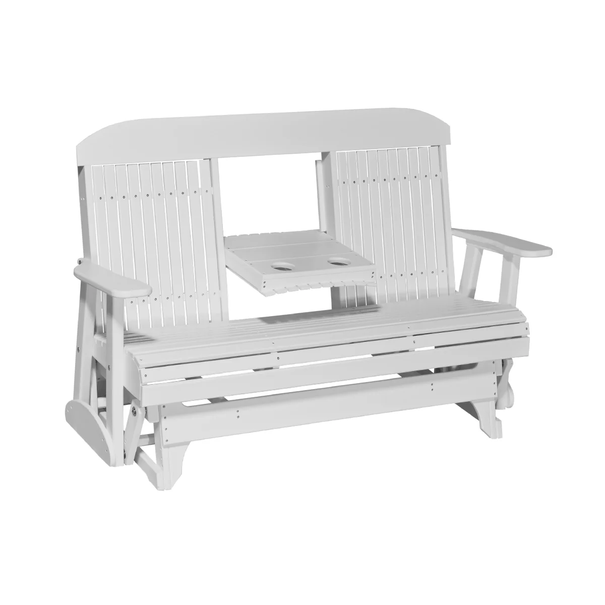 LuxCraft 5' Classic Poly Double Glider Chair With Center Tray - Image 14