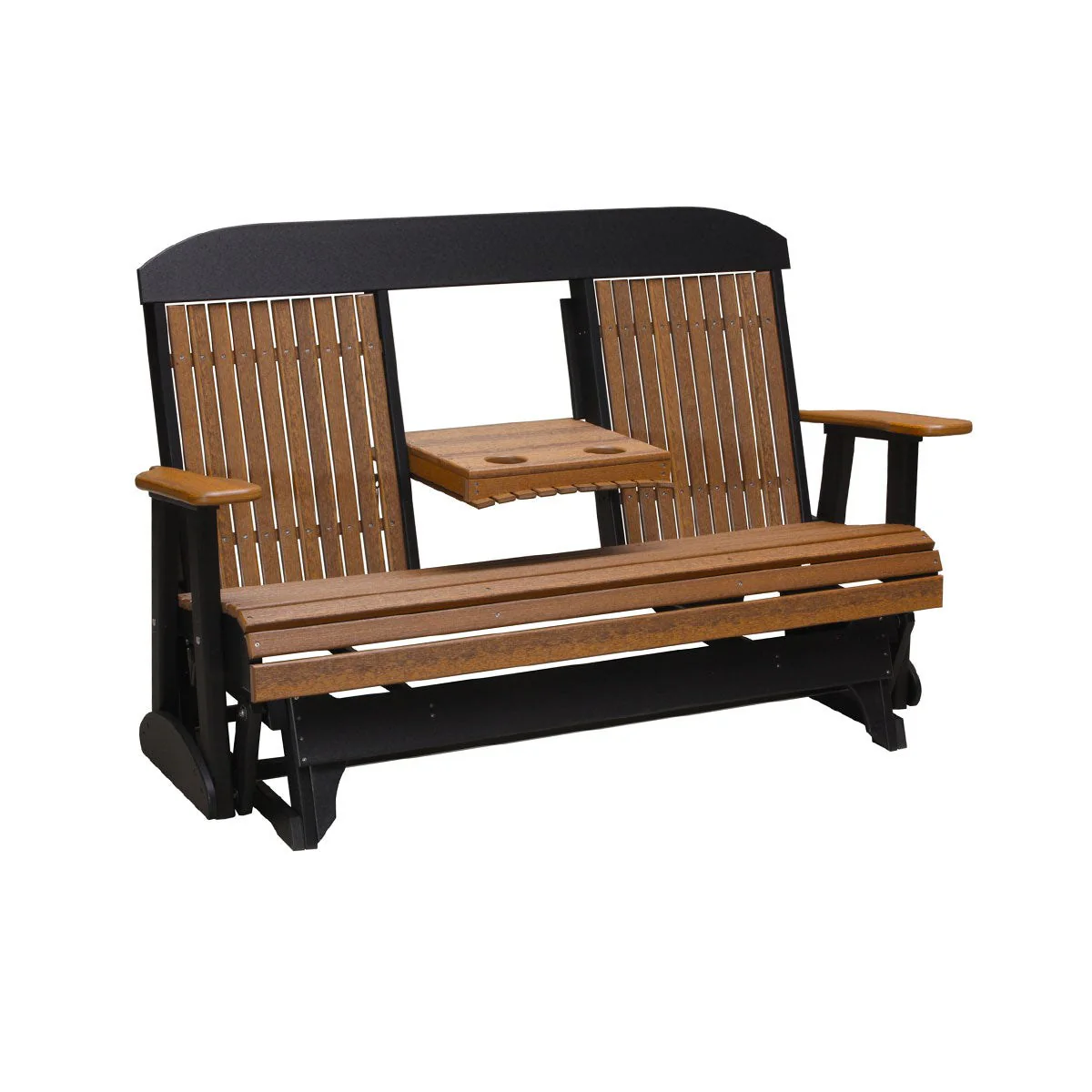 LuxCraft 5' Classic Poly Double Glider Chair With Center Tray - Image 16