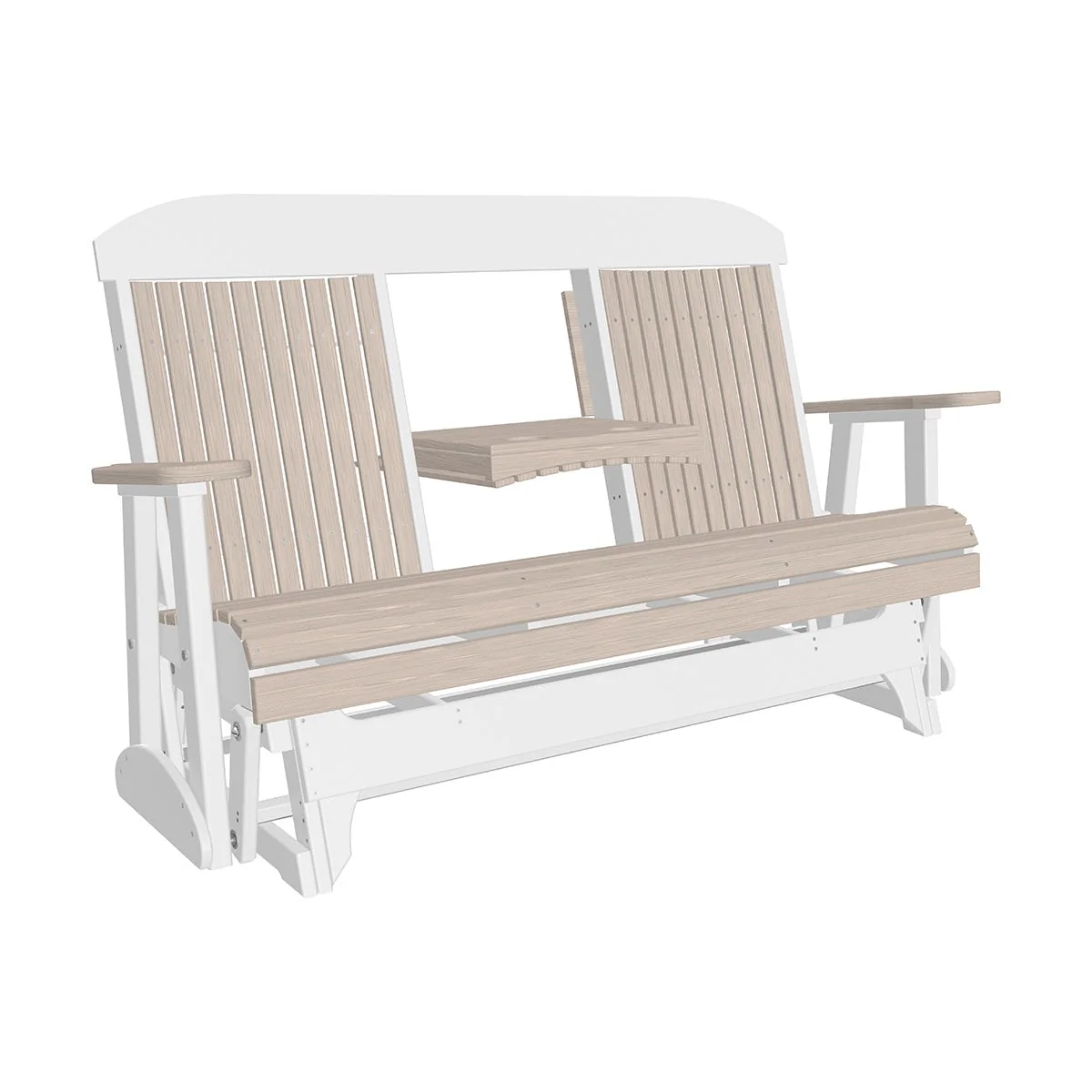 LuxCraft 5' Classic Poly Double Glider Chair With Center Tray - Image 17