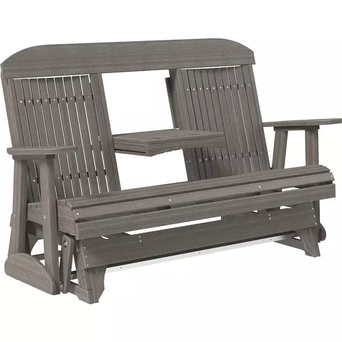 LuxCraft 5' Classic Poly Double Glider Chair With Center Tray - Image 18