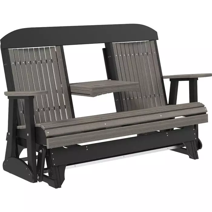 LuxCraft 5' Classic Poly Double Glider Chair With Center Tray - Image 19