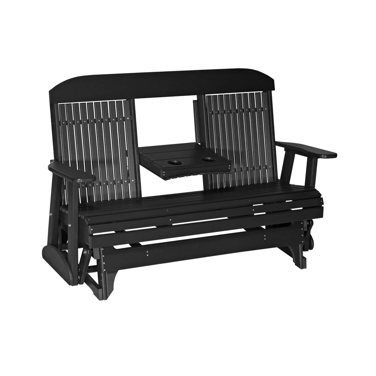 LuxCraft 5' Classic Poly Double Glider Chair With Center Tray - Image 3