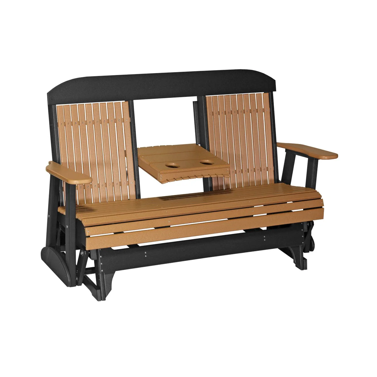 LuxCraft 5' Classic Poly Double Glider Chair With Center Tray - Image 4