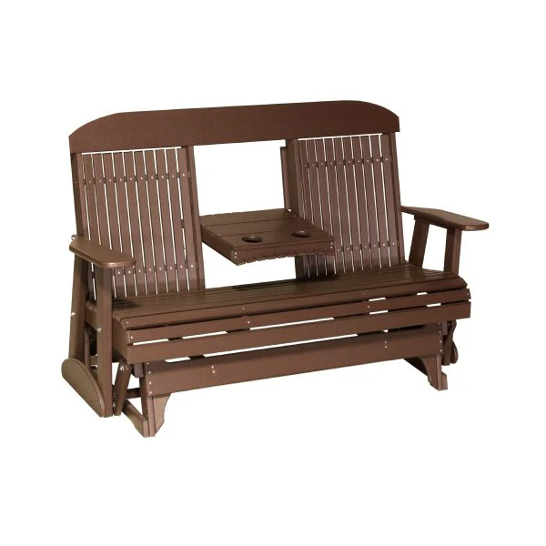 LuxCraft 5' Classic Poly Double Glider Chair With Center Tray - Image 7