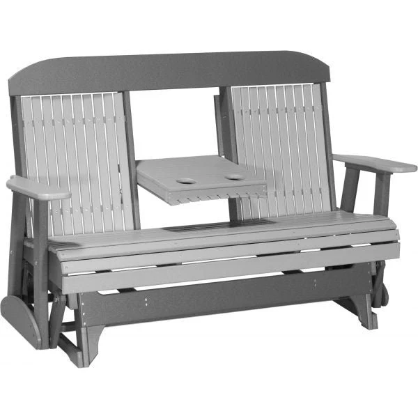 LuxCraft 5' Classic Poly Double Glider Chair With Center Tray - Image 9