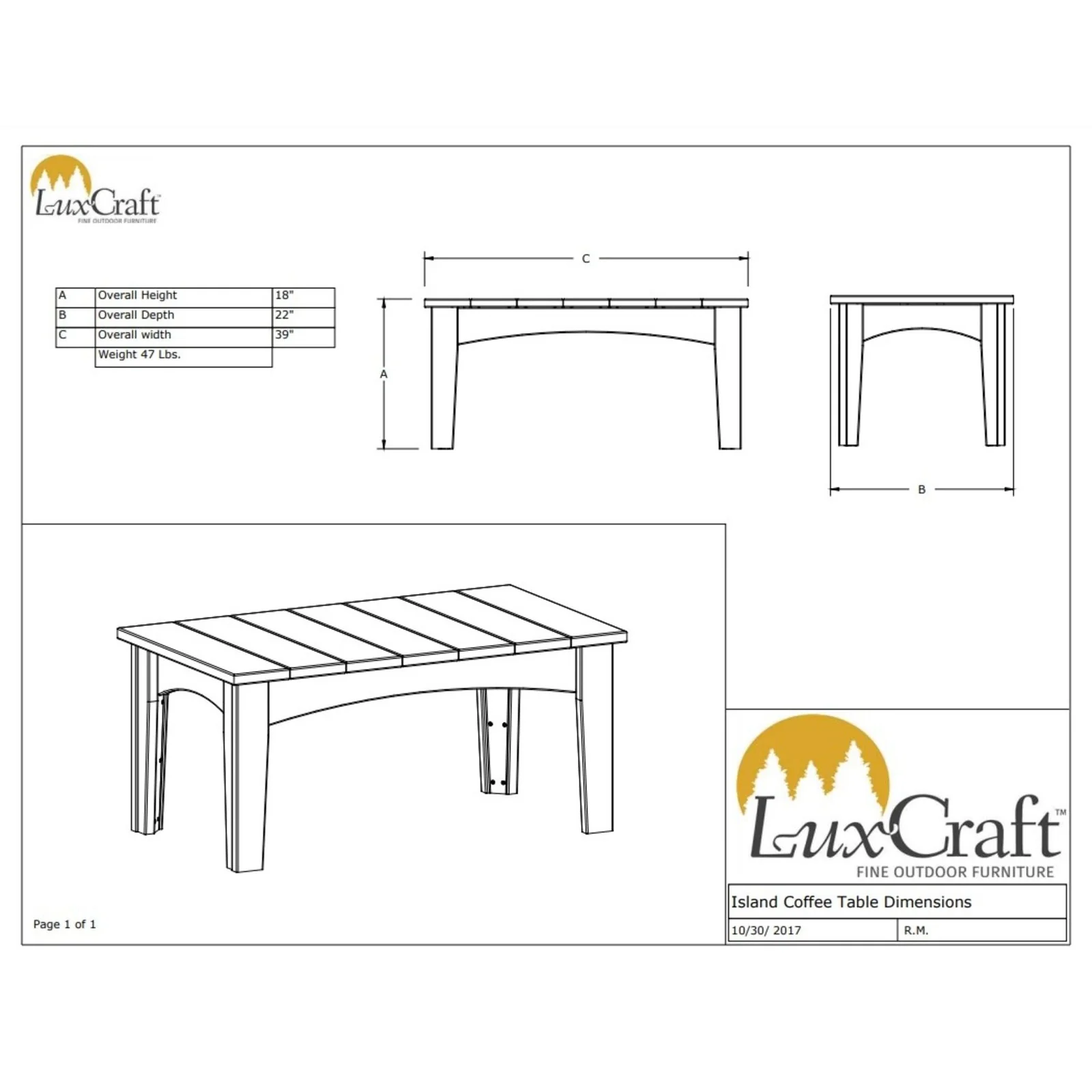 LuxCraft Poly Island Coffee Table - Image 2