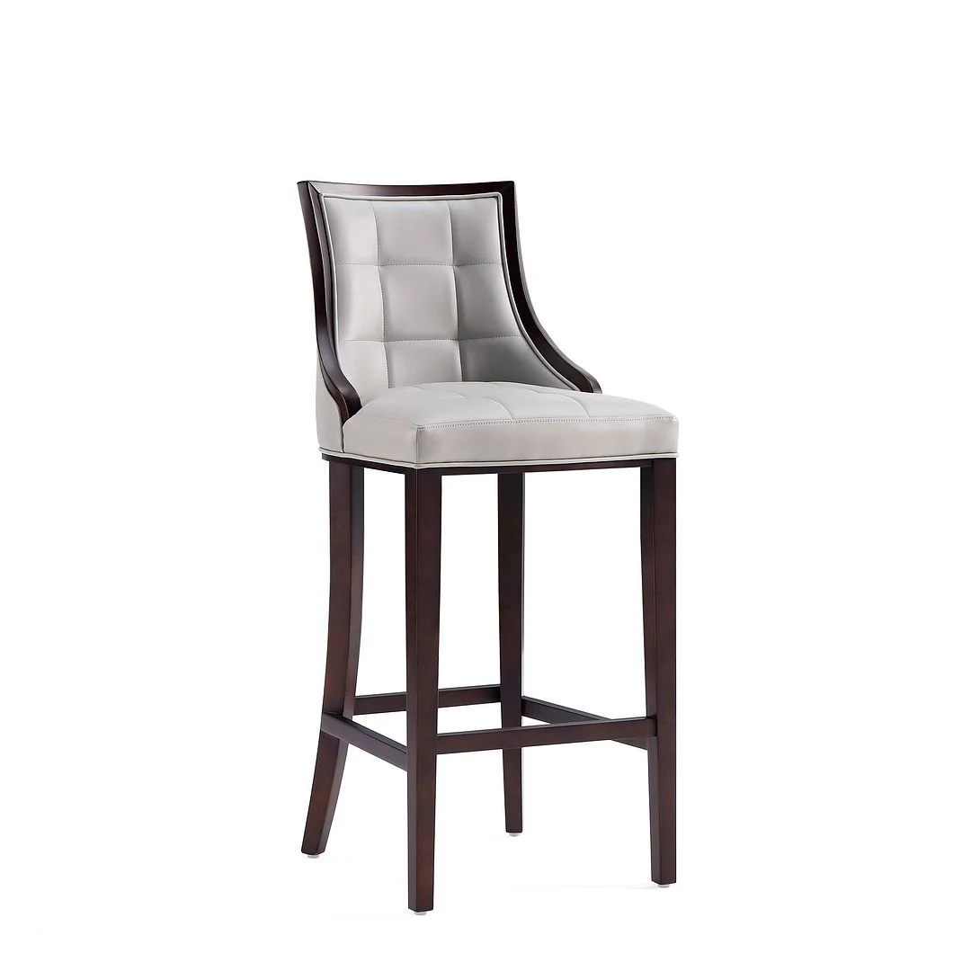 Manhattan Comfort Fifth Avenue Faux Leather Barstool in Pebble Grey (Set of 3) - Image 7