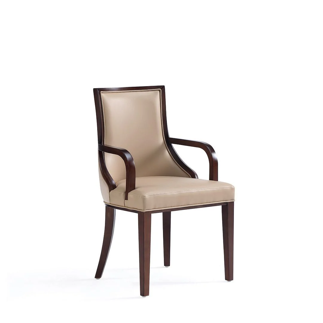 Manhattan Comfort Grand Faux Leather Dining Armchair in Tan with Beech Wood Frame - Image 3