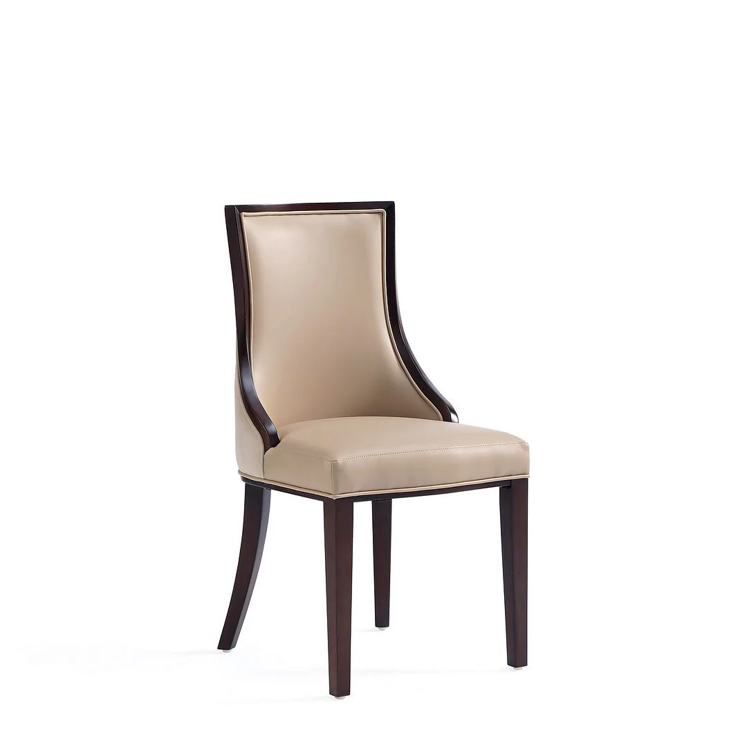 Manhattan Comfort Grand Faux Leather Dining Chair in Tan with Beech Wood Frame - Image 3