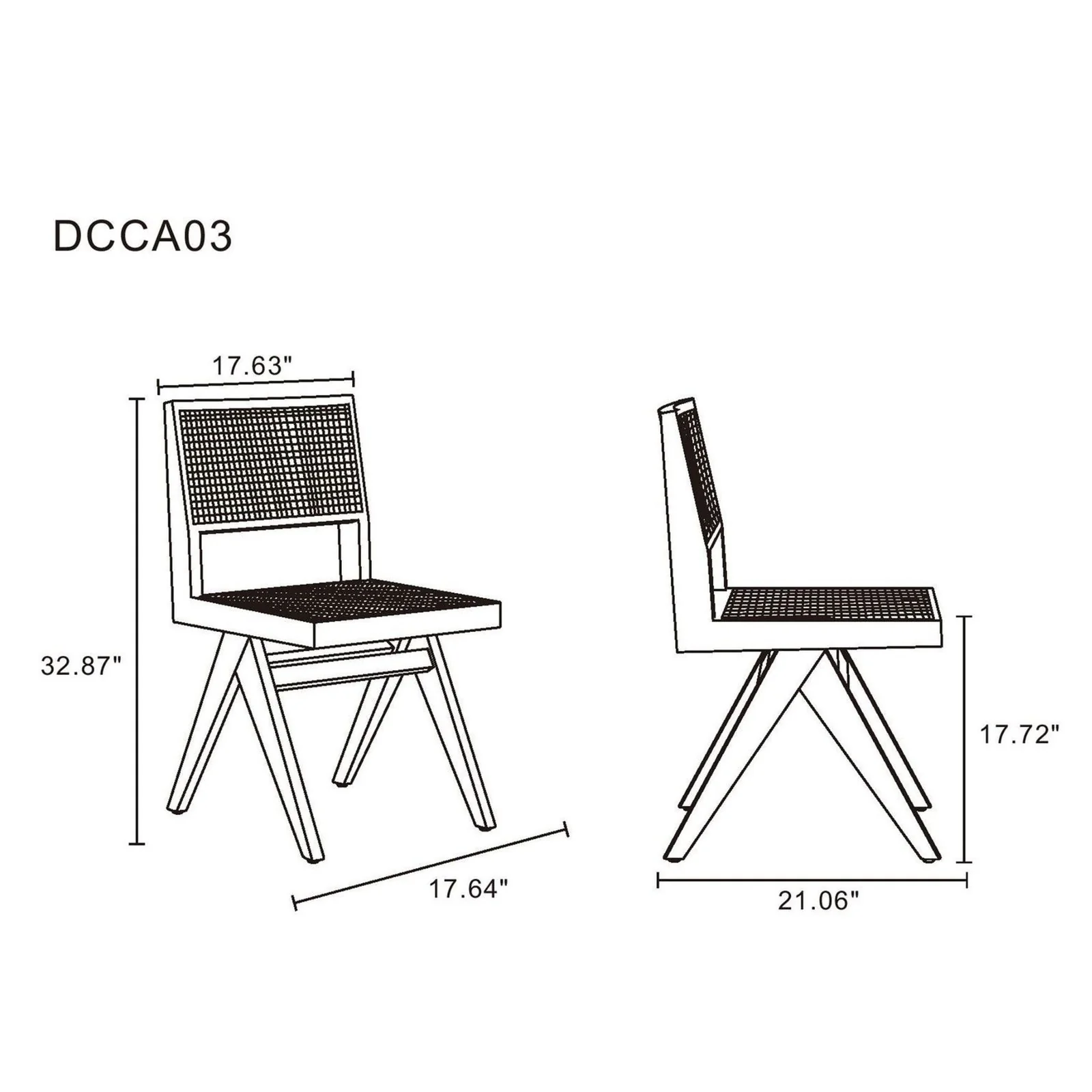 Manhattan Comfort Hamlet Dining Chair in Black and Natural Cane - Set of 4 - Image 20