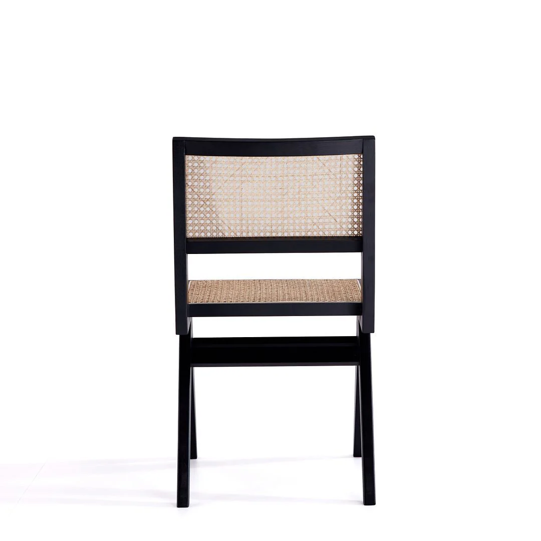 Manhattan Comfort Hamlet Dining Chair in Black and Natural Cane - Set of 4 - Image 6