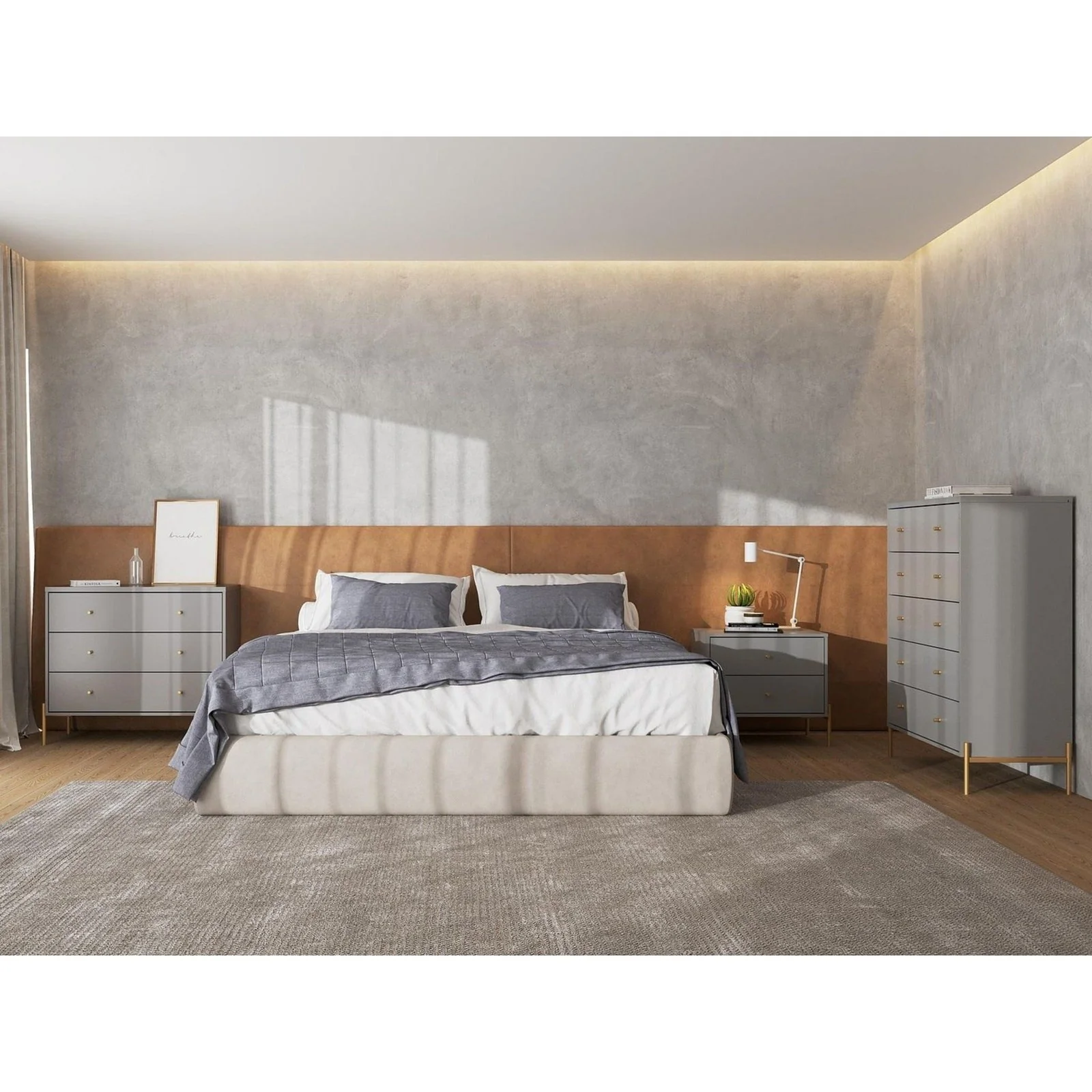 Manhattan Comfort Jasper Full Extension Tall Dresser, Classic Dresser and Nightstand Set of 3 in White Gloss - Image 11