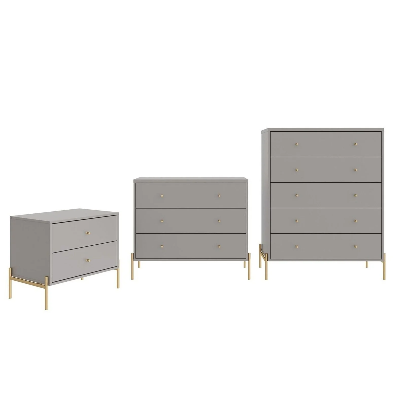 Manhattan Comfort Jasper Full Extension Tall Dresser, Classic Dresser and Nightstand Set of 3 in White Gloss - Image 12