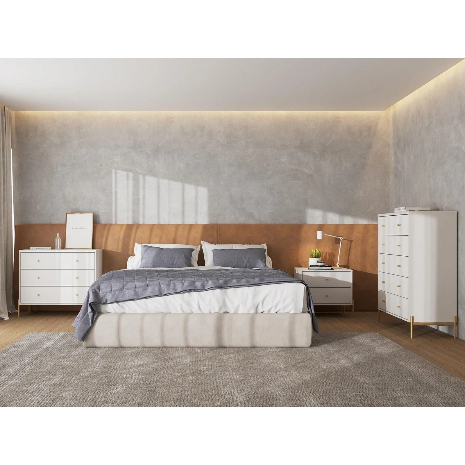 Manhattan Comfort Jasper Full Extension Tall Dresser, Classic Dresser and Nightstand Set of 3 in White Gloss - Image 21