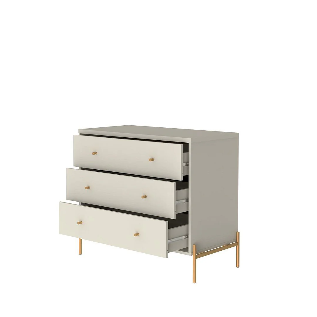 Manhattan Comfort Jasper Full Extension Tall Dresser, Classic Dresser and Nightstand Set of 3 in White Gloss - Image 23