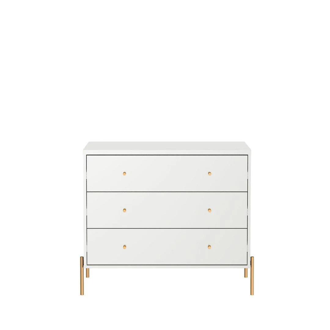 Manhattan Comfort Jasper Full Extension Tall Dresser, Classic Dresser and Nightstand Set of 3 in White Gloss - Image 4