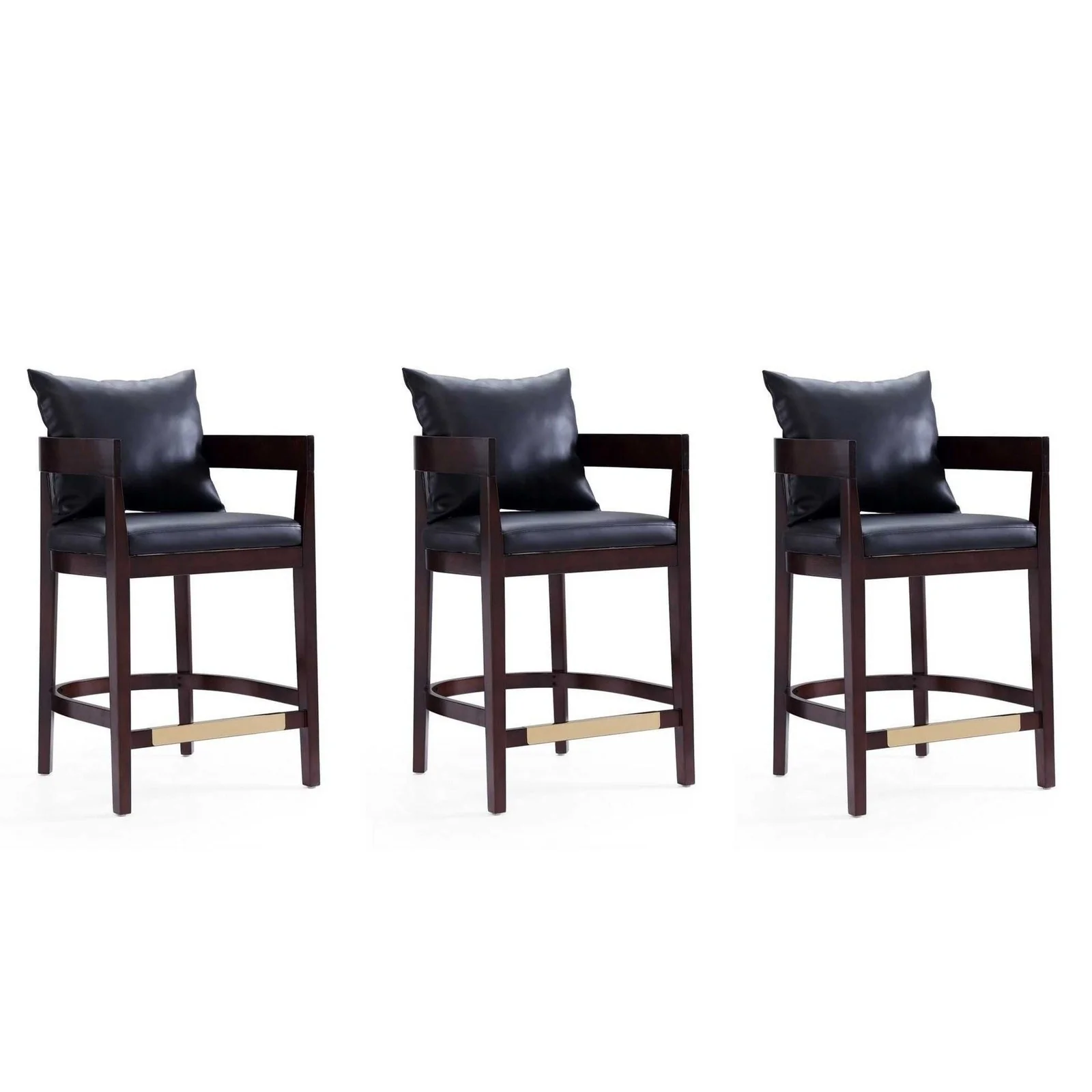 Manhattan Comfort Ritz 34 in. Ivory and Dark Walnut Beech Wood Counter Height Bar Stool (Set of 3) - Image 8