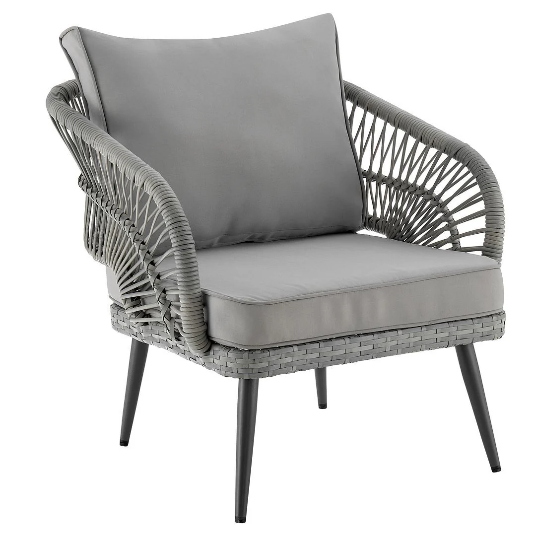 Manhattan Comfort Riviera Rope Wicker 4-Piece 5 Seater Patio Conversation Set with Cushions in Cream - Image 17