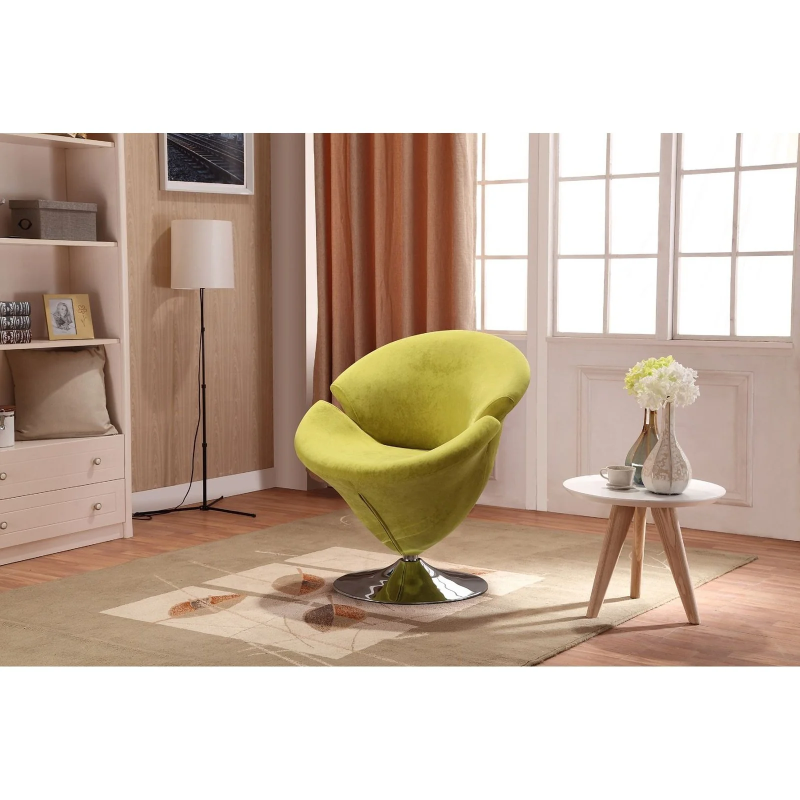 Manhattan Comfort Tulip Swivel Accent Chair Set of 4 in Multi Color Orange, Yellow, Green and Red - Image 2