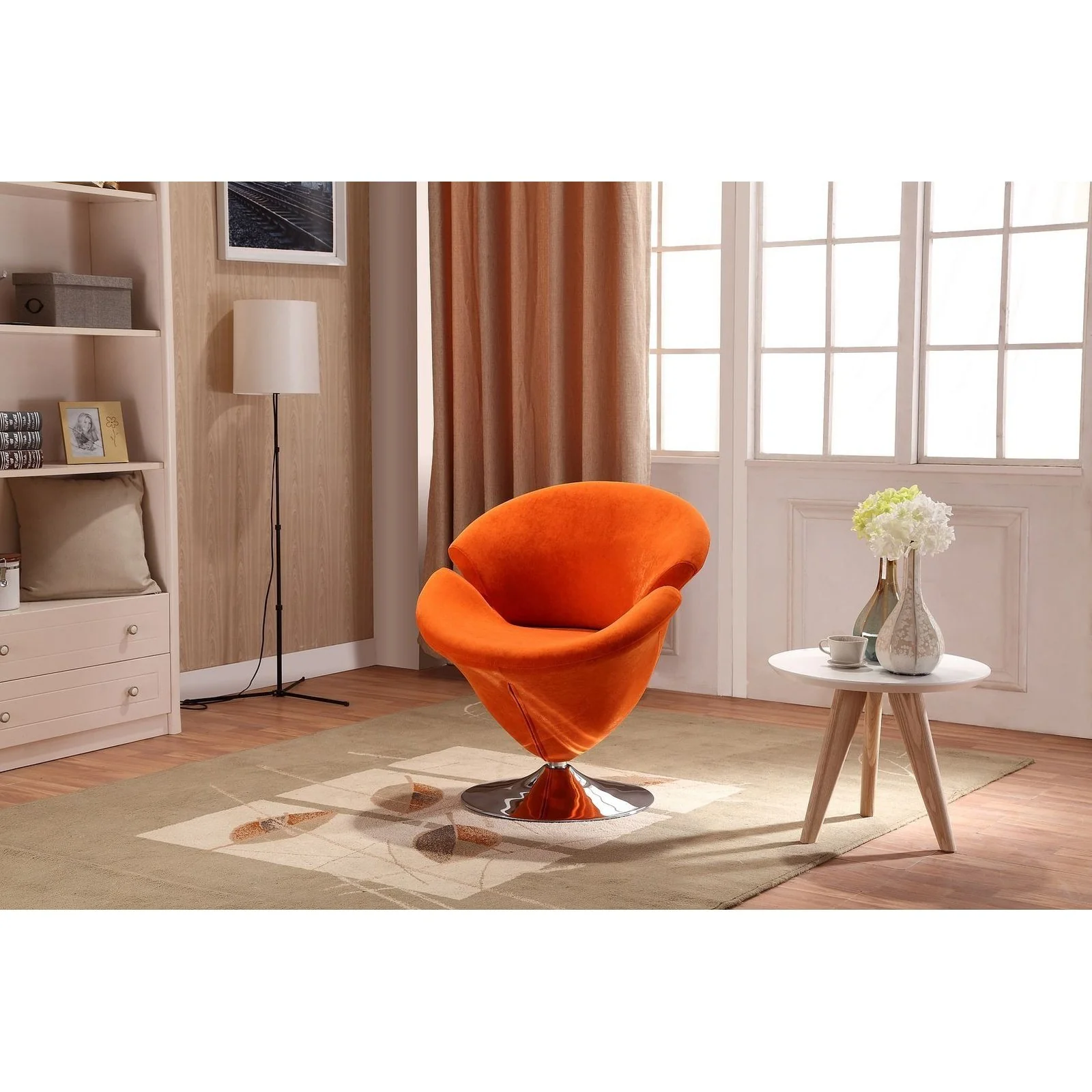 Manhattan Comfort Tulip Swivel Accent Chair Set of 4 in Multi Color Orange, Yellow, Green and Red - Image 4