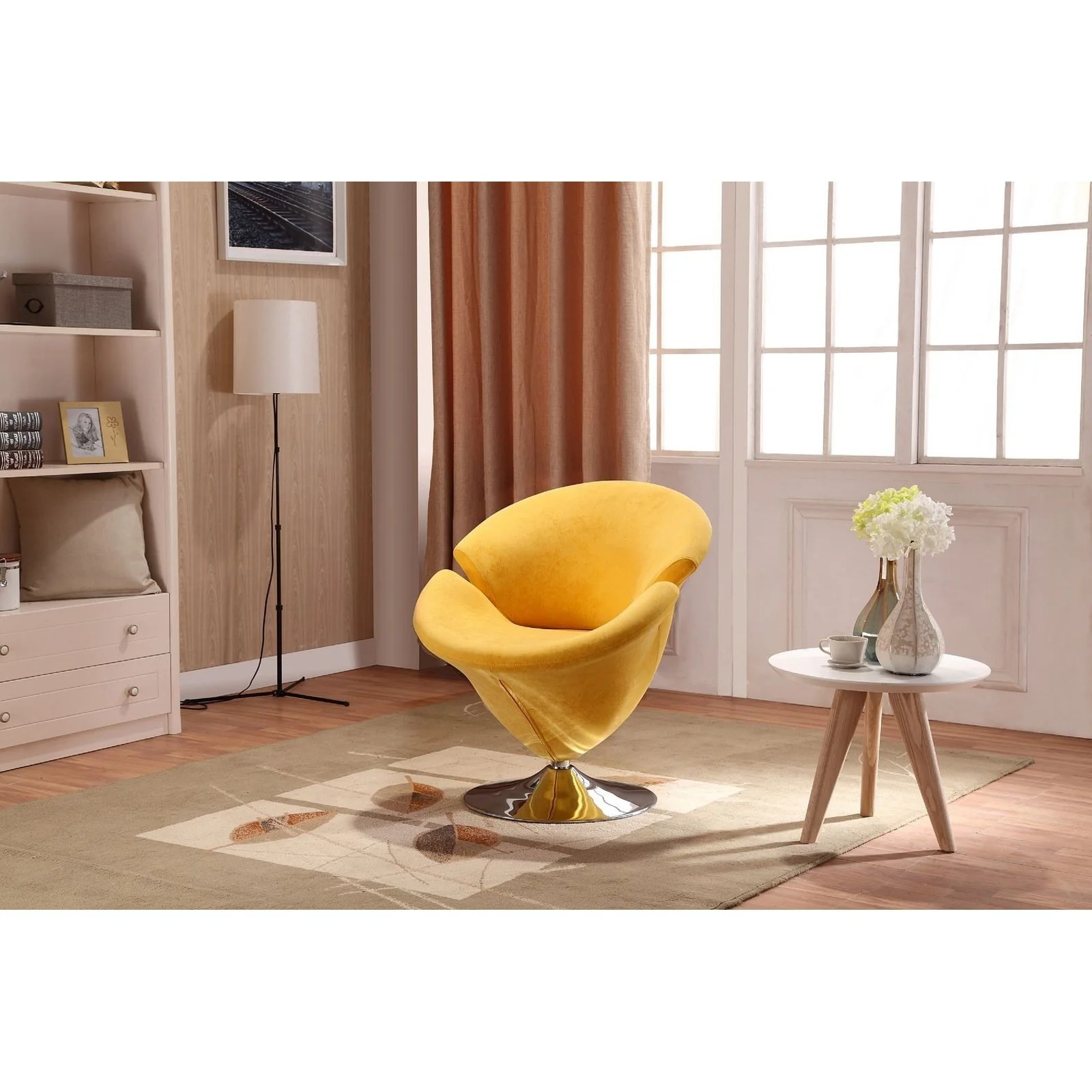Manhattan Comfort Tulip Swivel Accent Chair Set of 5 in Multi Color White, Orange, Yellow, Green and Red - Image 3