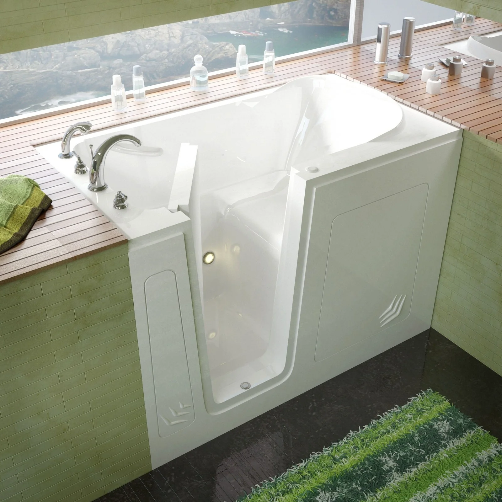 MediTub Walk-In 30 x 54 Left Drain White Soaking Walk-In Bathtub 3054LWS