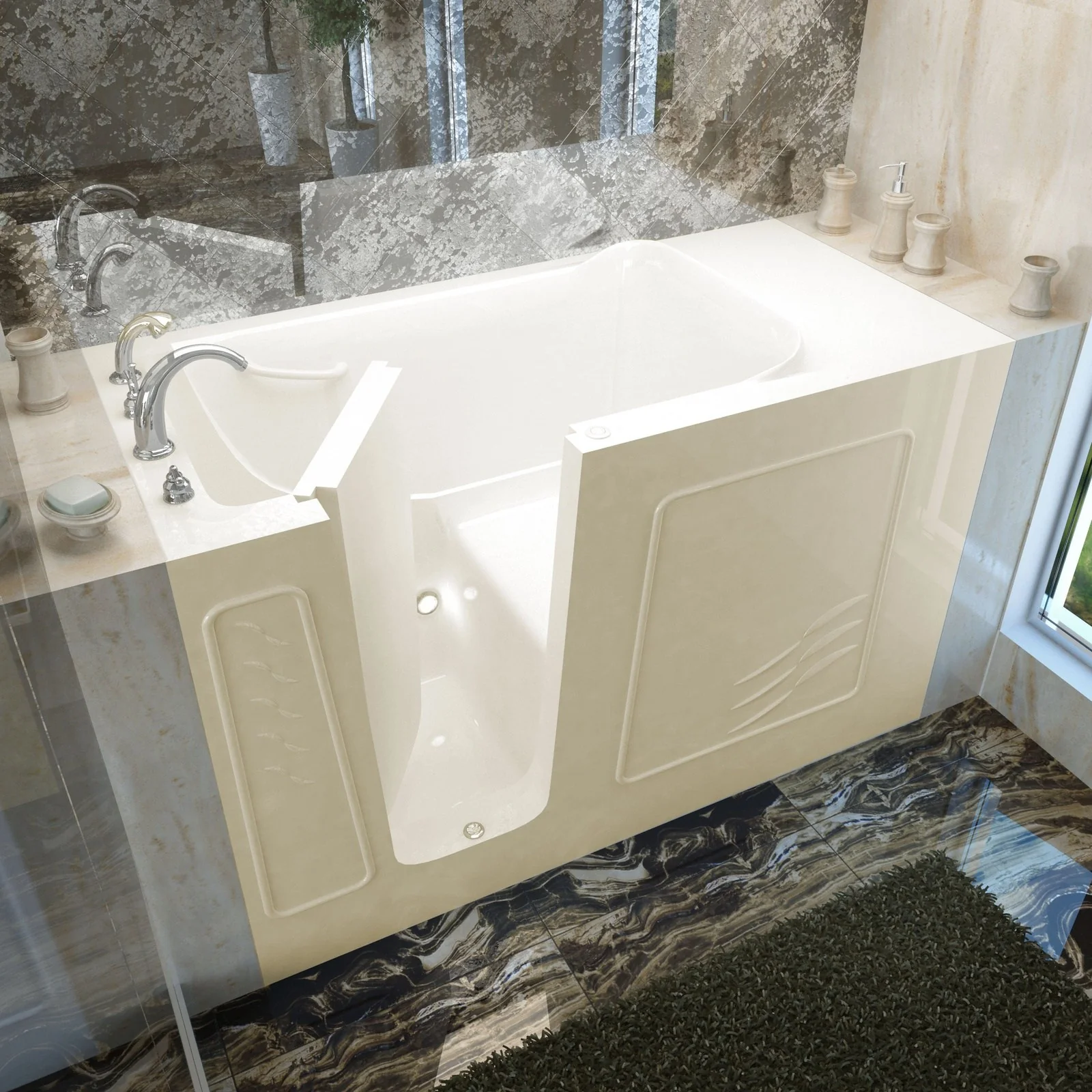 MediTub  Walk-In 30 x 60 Left Drain Biscuit Soaking Walk-In Bathtub 3060WILBS