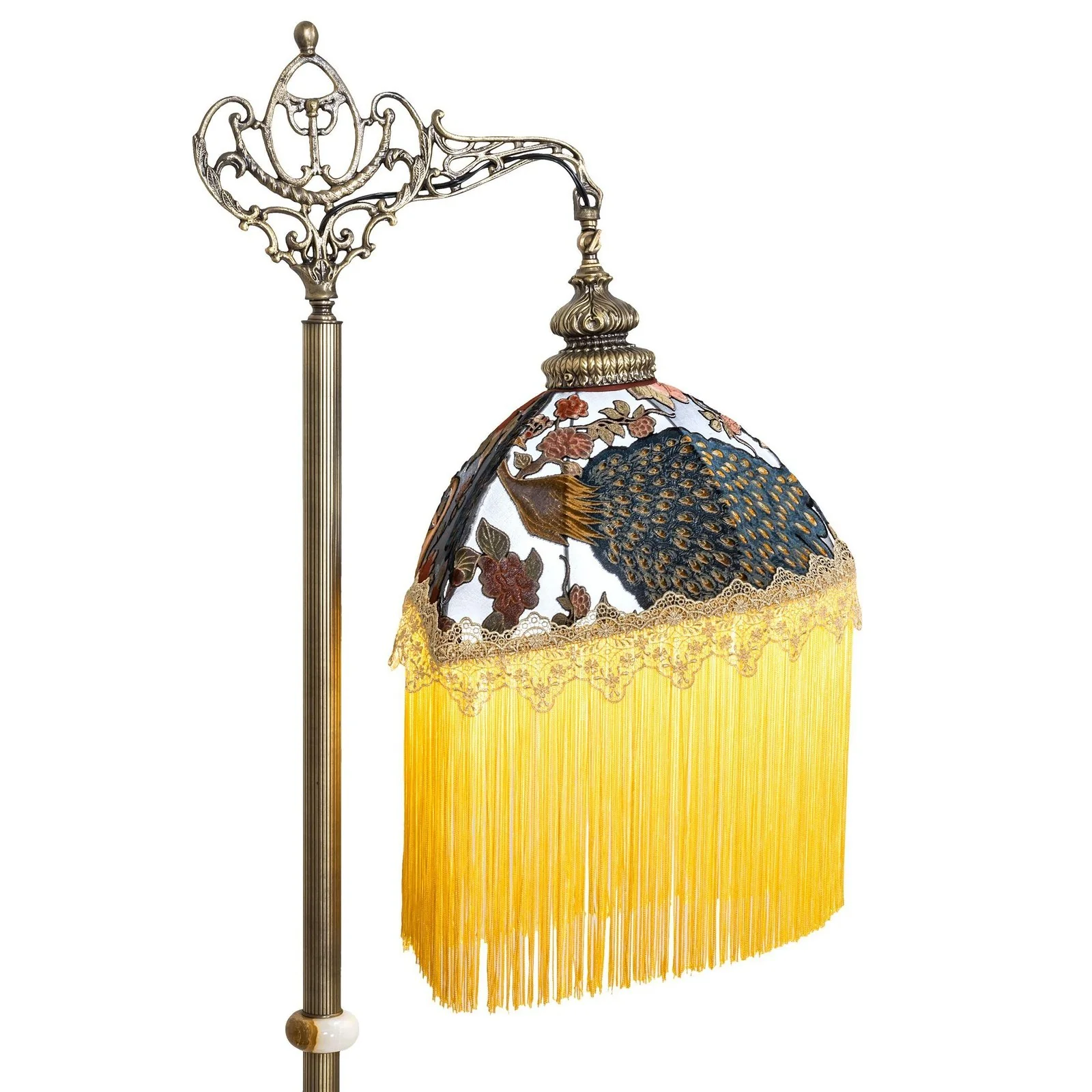 Meyda 72" Victorian Peacock Bridge Arm Tall Floor Lamp - Image 2